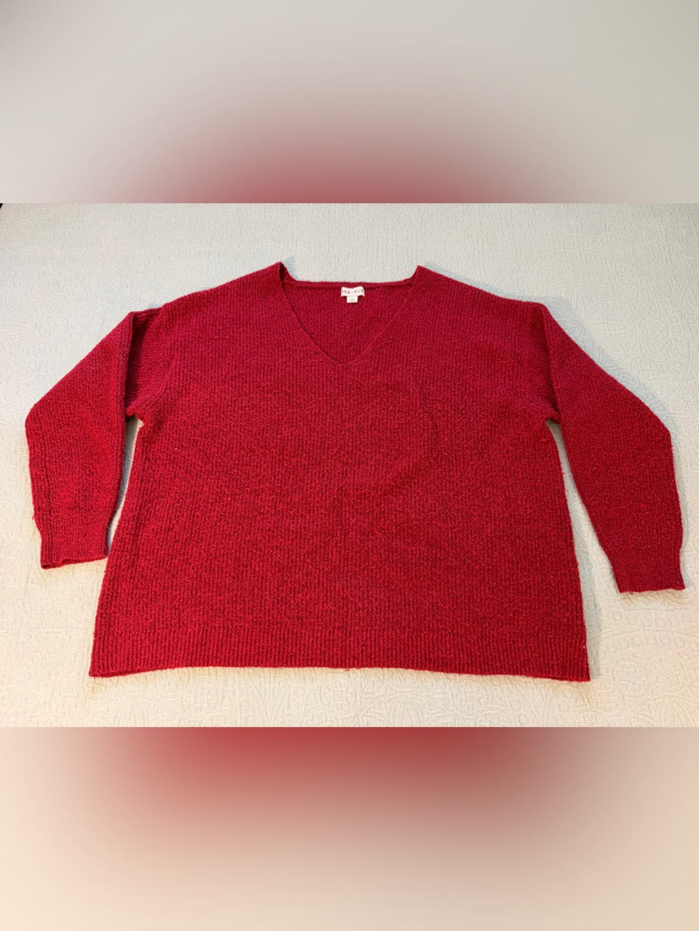 Ava & Viv Red V-Neck Knit Sweater